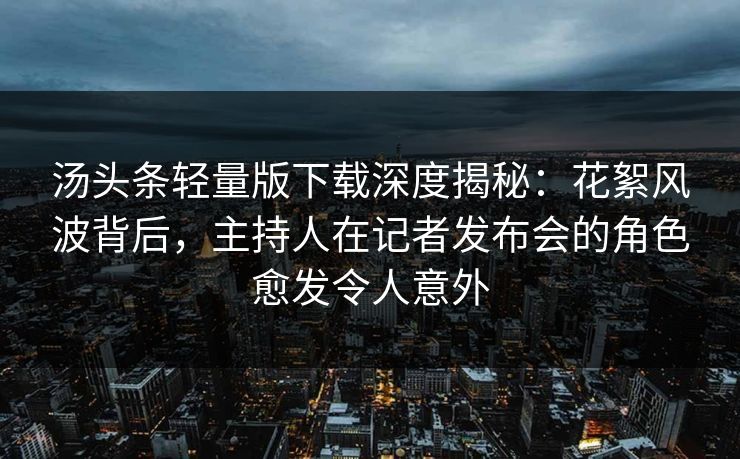汤头条轻量版下载深度揭秘：花絮风波背后，主持人在记者发布会的角色愈发令人意外