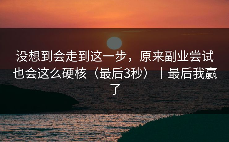 没想到会走到这一步，原来副业尝试也会这么硬核（最后3秒）｜最后我赢了